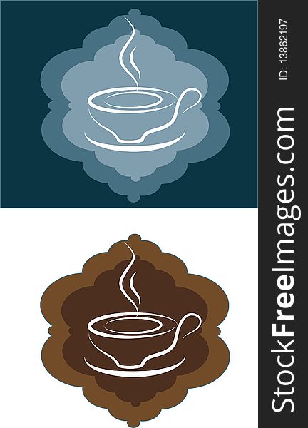 Two coffee cup outlines, illustration. Two coffee cup outlines, illustration