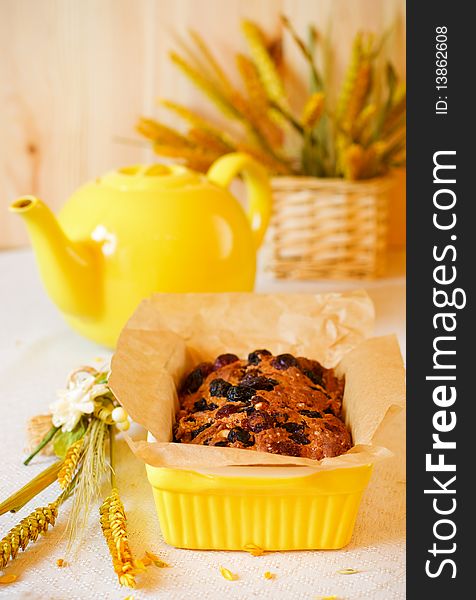 Traditional  homemade fruitcake(english tea loaf - bread)