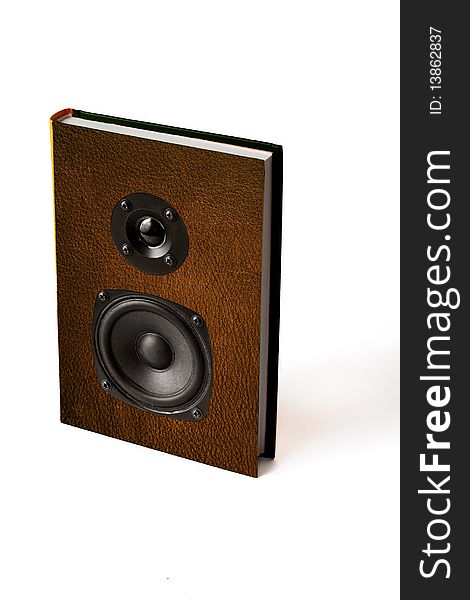 Image of book with speakers (audiobook). Image of book with speakers (audiobook)