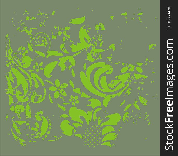 Green floral design consisting of graphic design background. Green floral design consisting of graphic design background