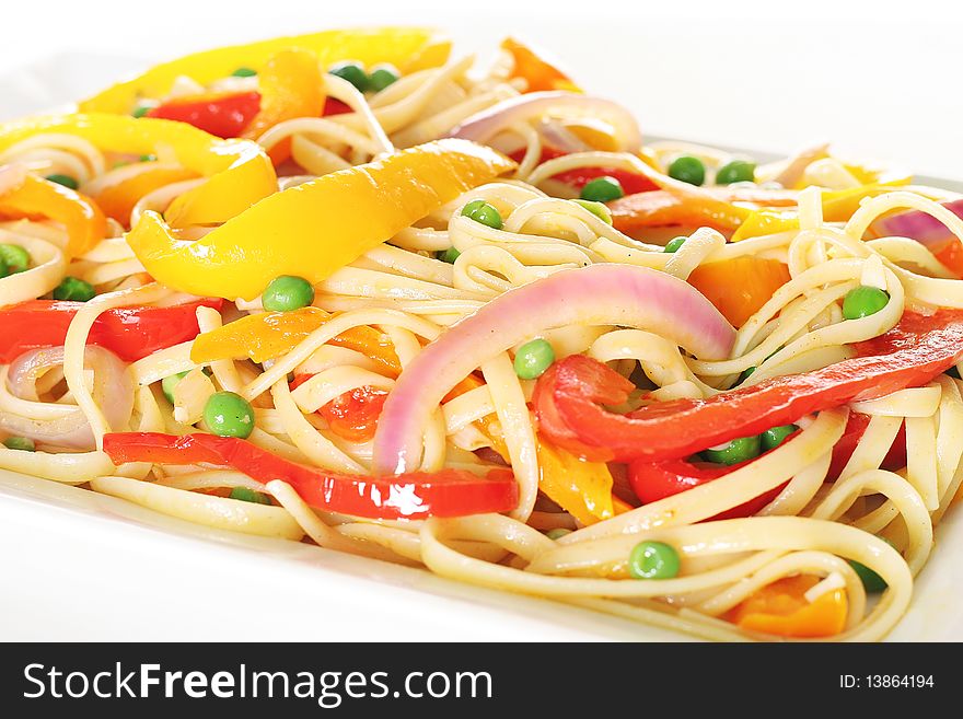 Pasta with vegetables angle