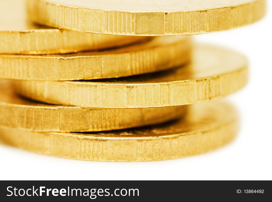 Golden Coins Isolated Over White