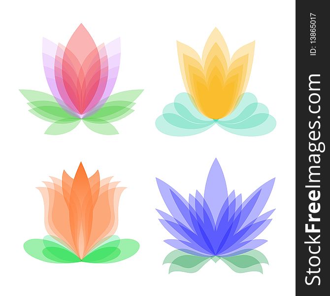 Stylized flowers with transparency. white background