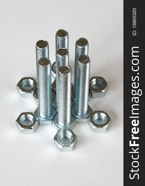 Nuts and Bolts arranged together.  This can often be used to represent a concept.