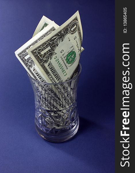Vase with a pack of dollars. Vase with a pack of dollars