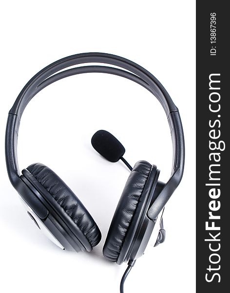 Headphone with microphone on white background. Headphone with microphone on white background
