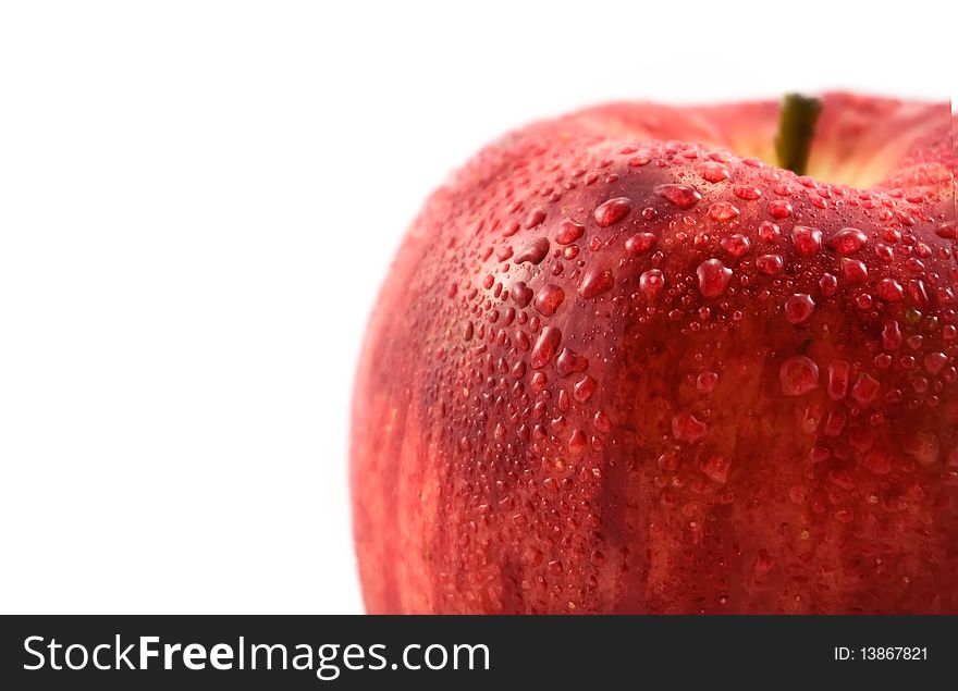 Wet apple isolated on the white background