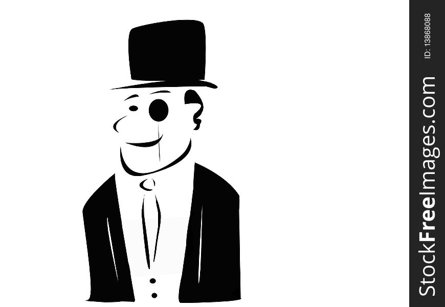 Old school business man in top hat illustration. Old school business man in top hat illustration