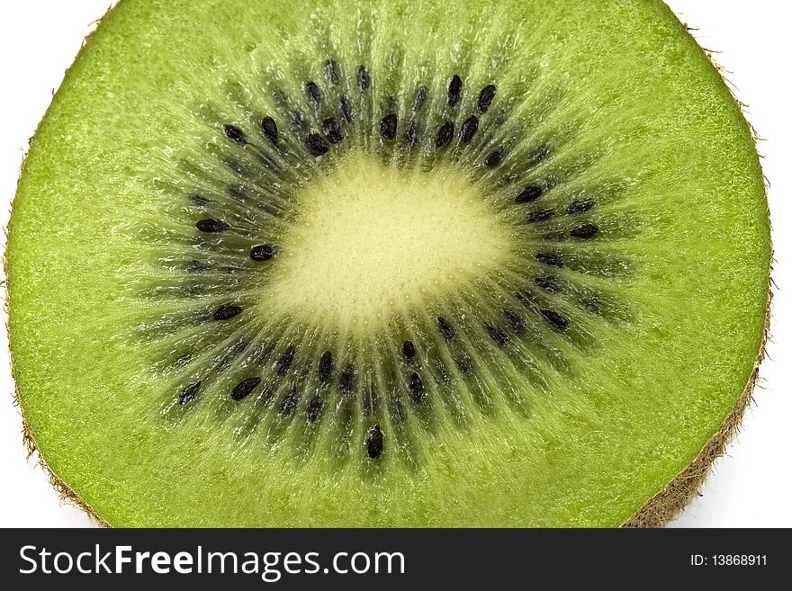 Freshly sliced kiwi fruit isolated on white
