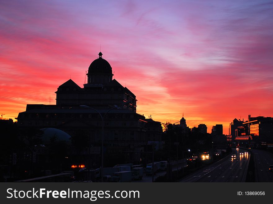 Sunrise in the downtown, city of Beijing. Sunrise in the downtown, city of Beijing.