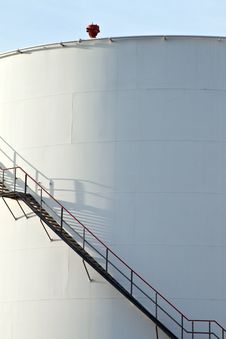 White Tanks In Tank Farm With Blue Clear Sky Stock Photo