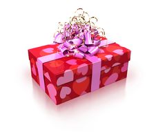 Red Gift With Pink Ribbon Stock Photography Red Gift With Pink Ribbon Stock Photography