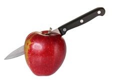 The Red Ripe Juicy Apple Knifed Stock Image