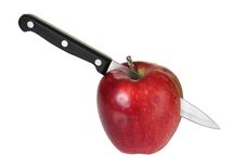 The Red Ripe Juicy Apple Knifed Stock Photography