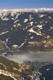 Ski Resort In Austrian Alps By Lake Royalty Free Stock Photos Ski Resort In Austrian Alps By Lake Royalty Free Stock Photos