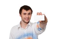 Man Showing Visiting Card Stock Photo
