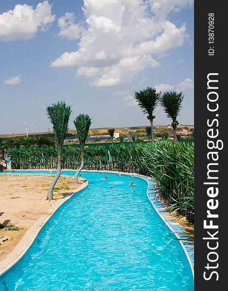 Swimming pool in the aqua park