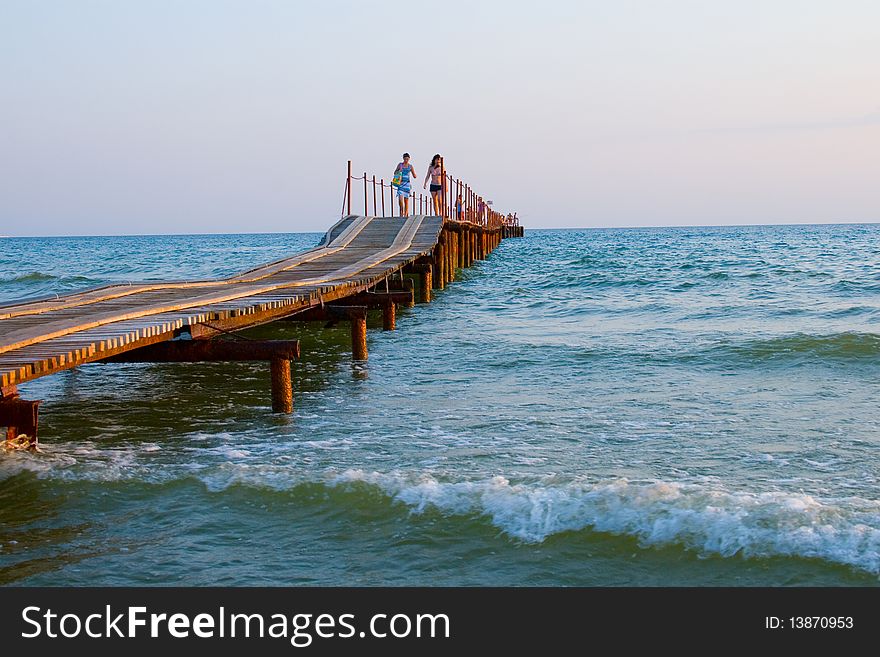 Sunset on the Black Sea. Water landscape.