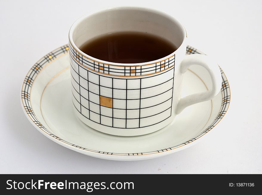 A tea cup set with tea inside, means drinking, rest, relax and reception, customer service or welcome.