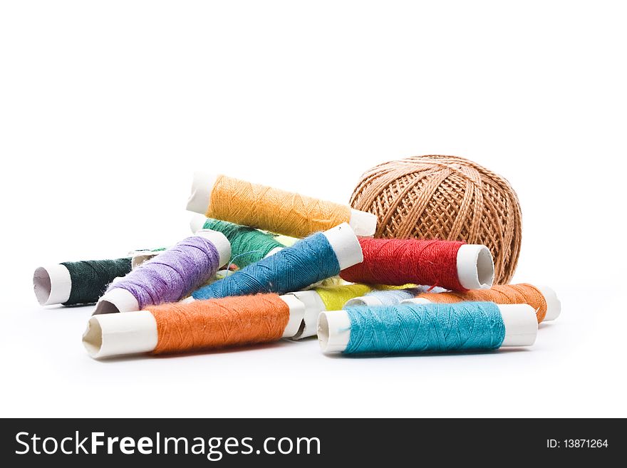 Colorful thread  isolated on white background