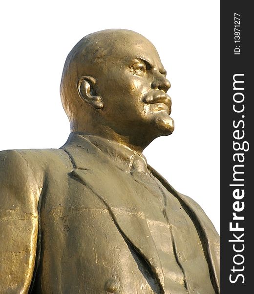 Lenin monument over white background