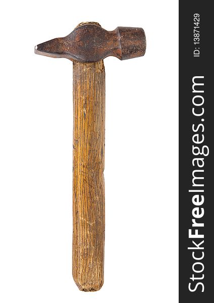 Old hammer. Isolated over white background with clipping path