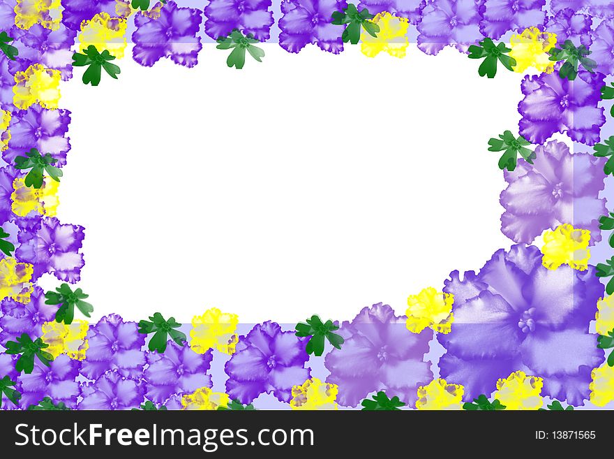 Frame with yellow and violet flowers. Frame with yellow and violet flowers