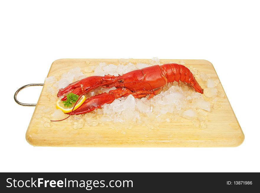 Lobster on wooden board