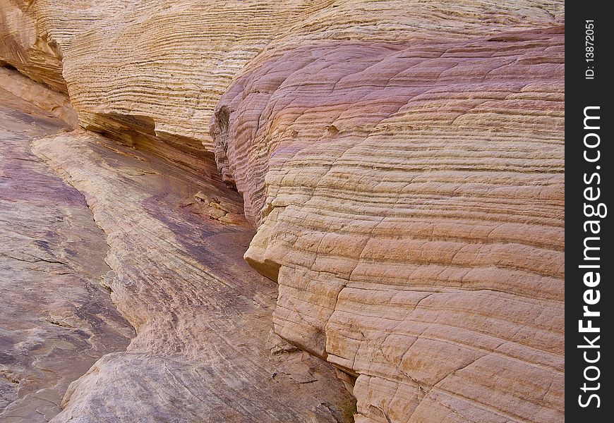 Purple lines in sandstone rock. Purple lines in sandstone rock