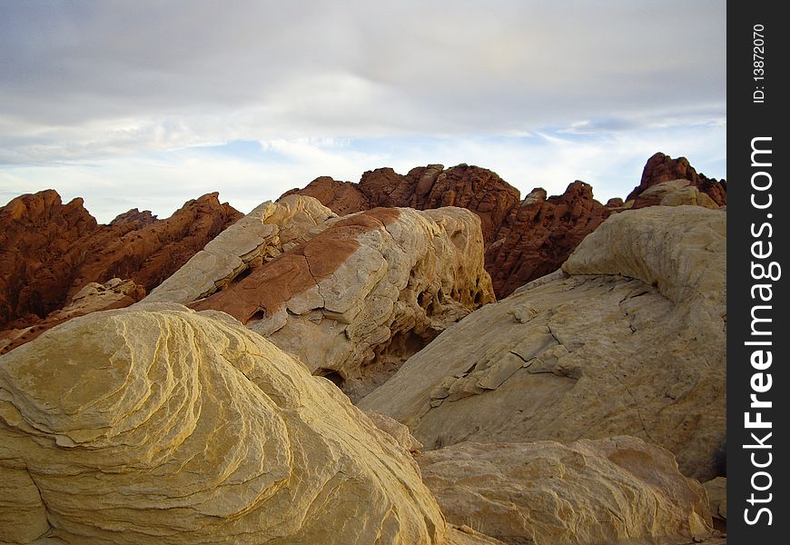 Colorful rock formations resemble cookie dough. Colorful rock formations resemble cookie dough