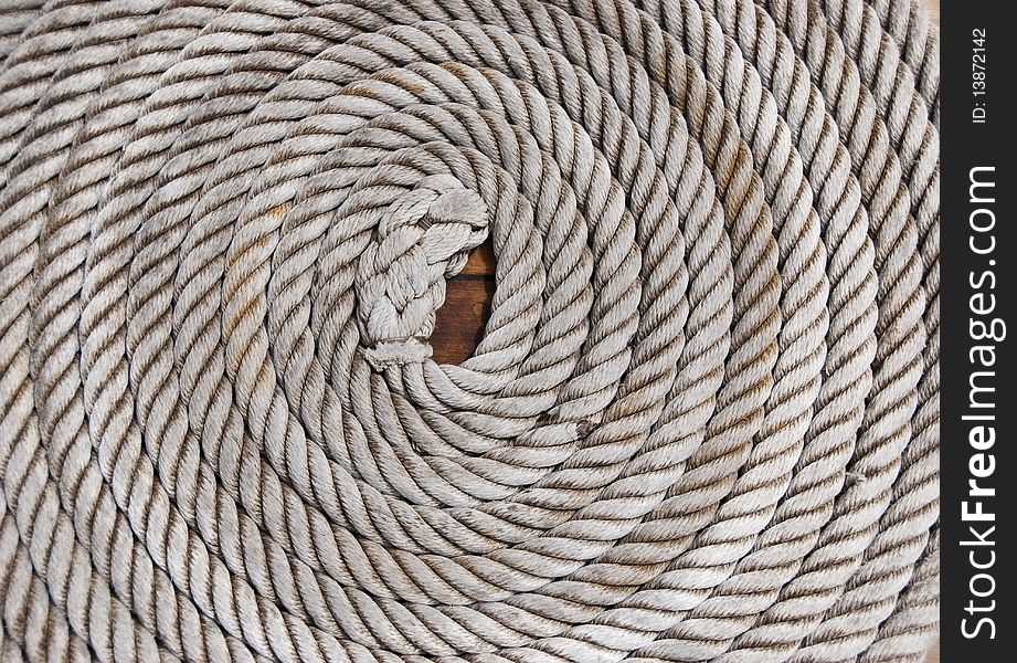 Coiled rope on an 18th Century replica Galleon