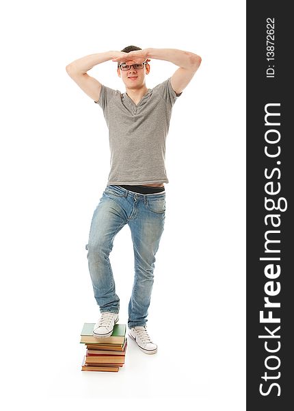 The young student isolated on a white background