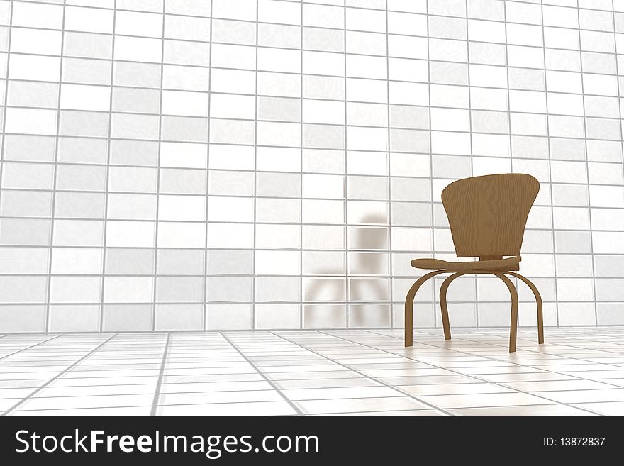 Illustration of a 3d rendered wooden chair