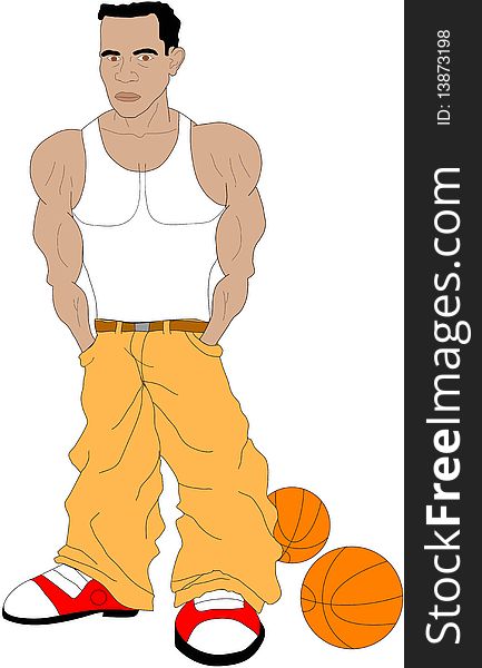 basketball player in sportswear with two balloons