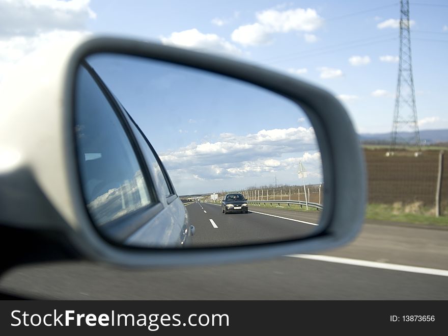 Car reflex on the mirror