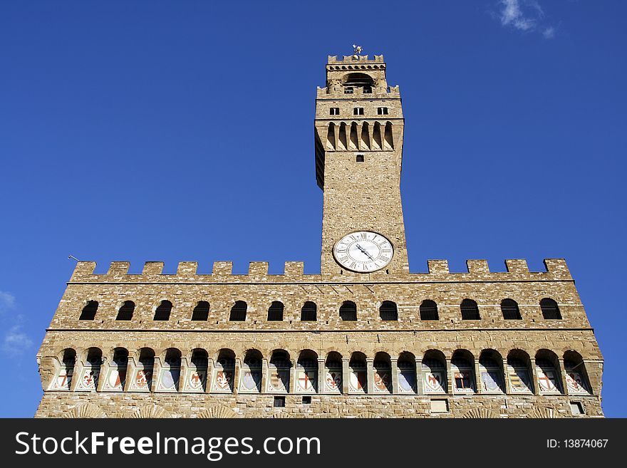 Palazzo Vecchio - town hall on Piazza della Signoria. Famous landmark of Florence in Italy