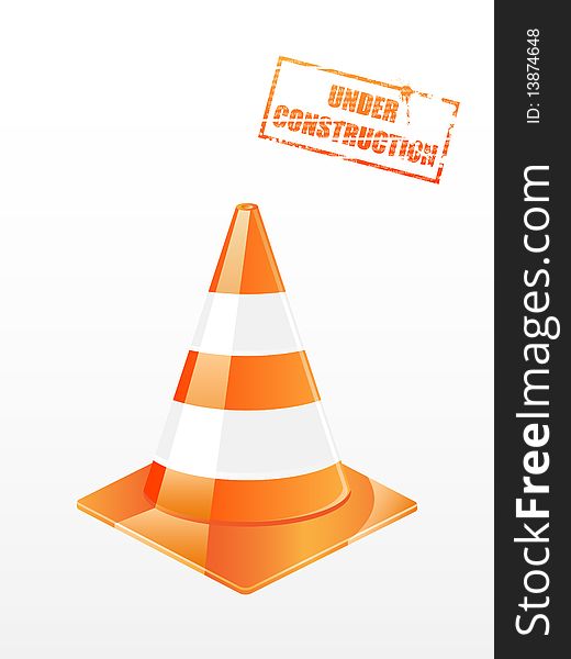 Vector traffic cone over white background