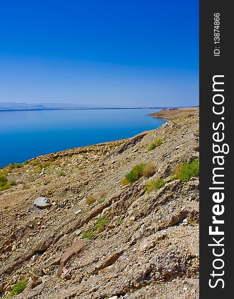 Photo of the Dead Sea shore line In East of Jordan