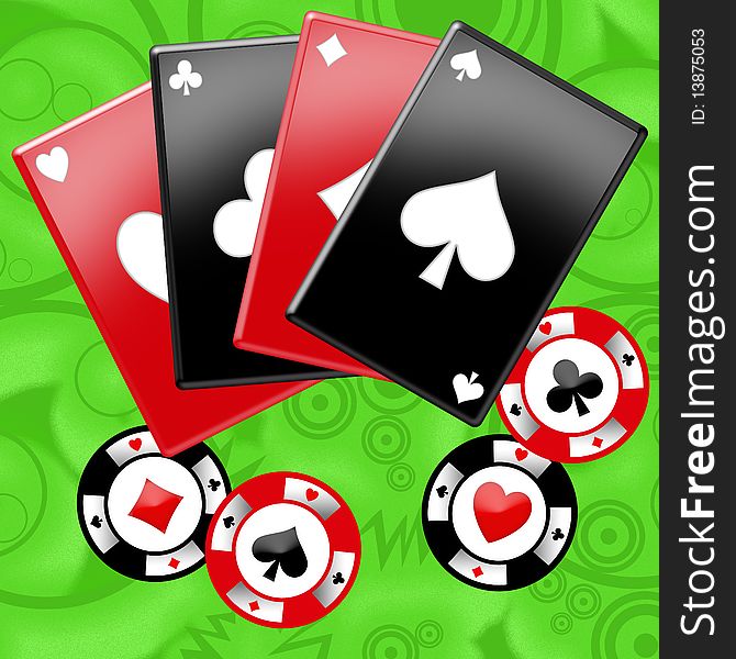 Aces of poker and chips. abstract background. Aces of poker and chips. abstract background