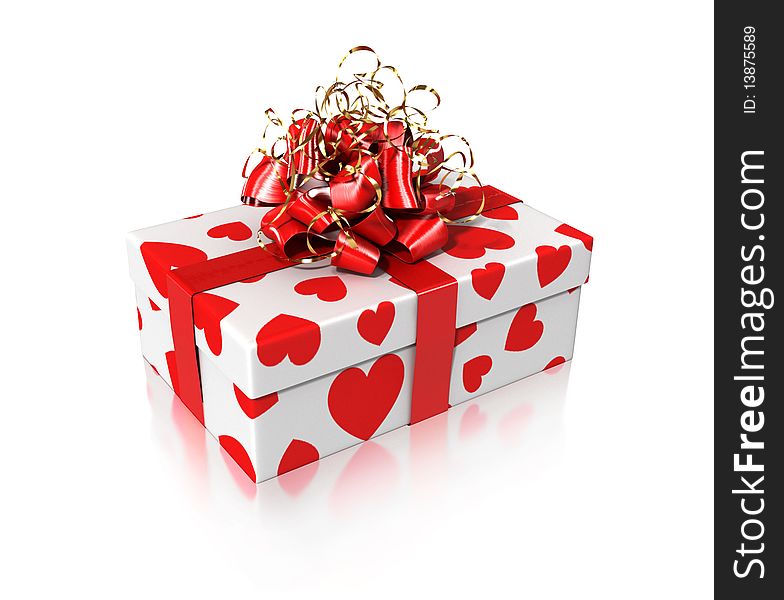 White Gift With Hearts