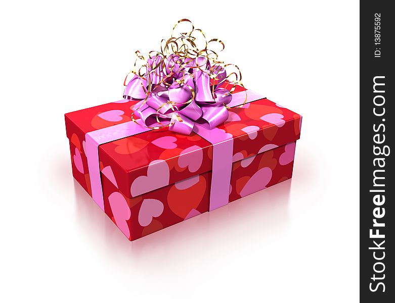 Red gift with pink ribbon