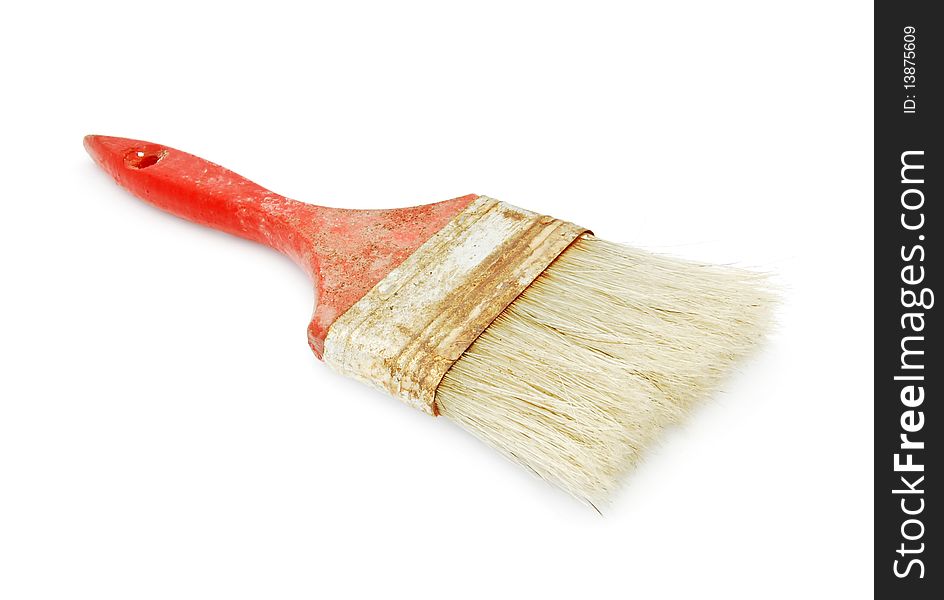 Used paint brush isolated on white