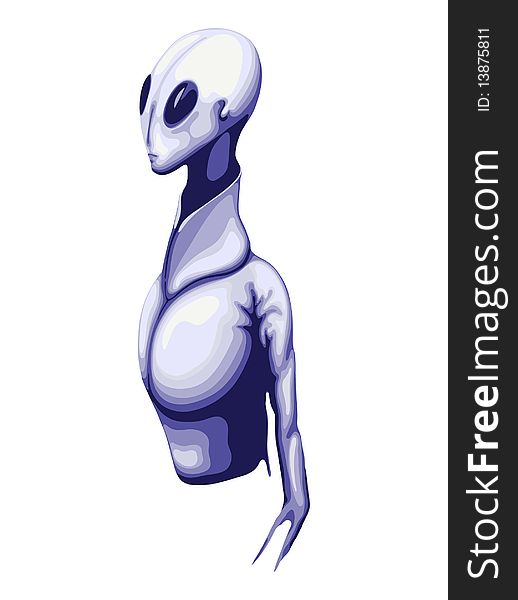 Illustration, torso and head of an alien. Illustration, torso and head of an alien