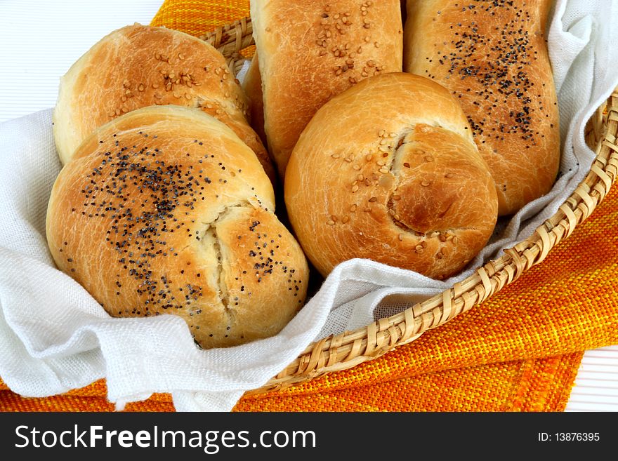 Home made bread with poppy and sesame seeds