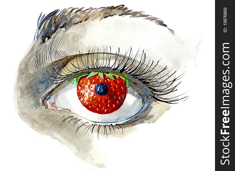 Human eye with strawberry inside (series C). Human eye with strawberry inside (series C)