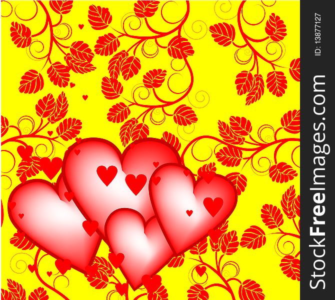 Floral valentines day background with hearts. Floral valentines day background with hearts