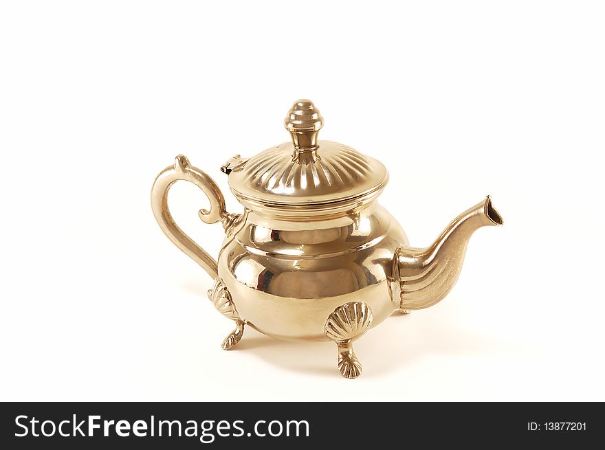 Antique silver teapot, isolated on a white background