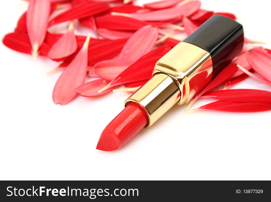 Decorative cosmetics on a white background