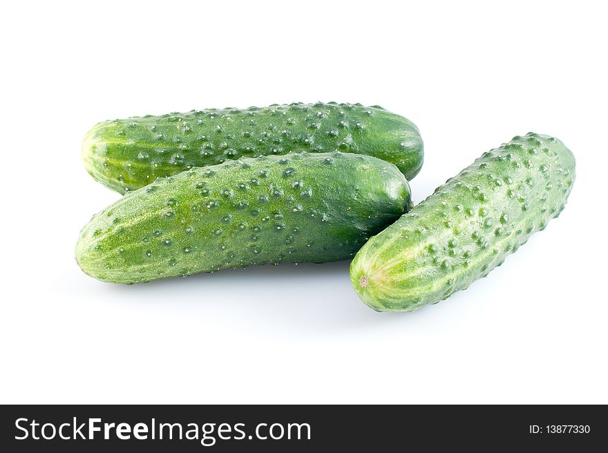 Green cucumbers  isolated on the white background