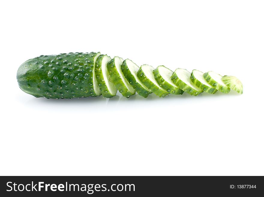 Sliced cucumber isolated on white background